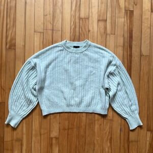 DYNAMITE Light Green Ribbed Cropped Balloon Sleeve Sweater Size Medium